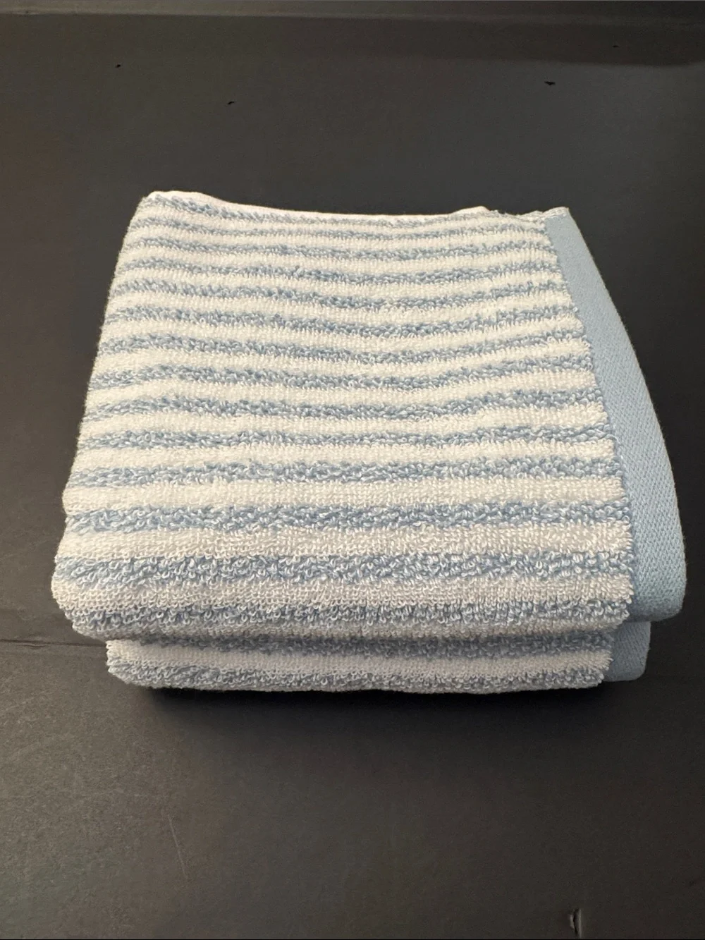 8pc TRULY LOU 100% Cotton Stripe Bath Towel Set -Soft -Absorbent - White/Blue